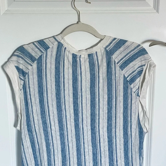 Free People linen striped muscle tank top sleeveless shirt blue 29783 - Picture 8 of 14